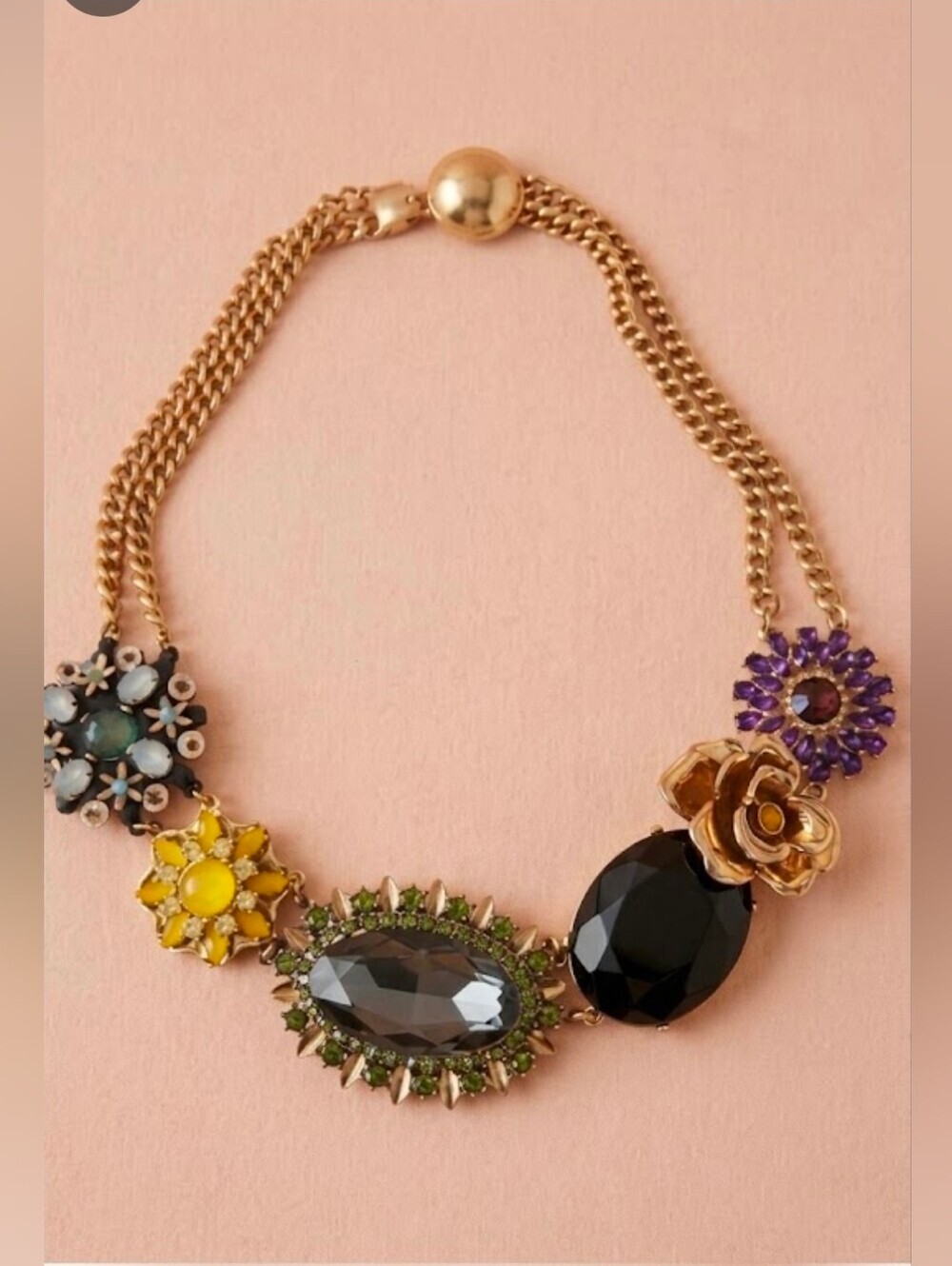 Banana Republic | Gold-Tone Multicolored Floral Statement Necklace